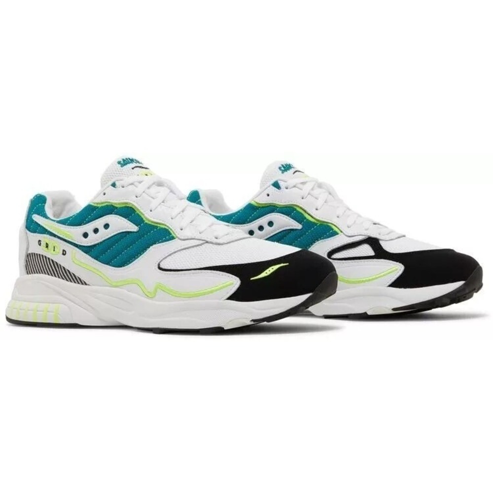 MEN'S SIZE 7 Saucony 3D Grid Hurricane Athletic Shoes White Green Lime S70646-1